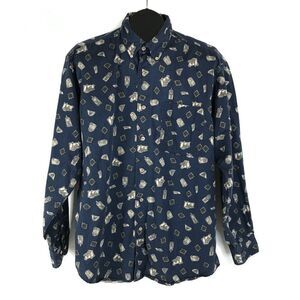 Woolrich Casual Button Down Shirt Men's Large Long Sleeve 100% Cotton Woven